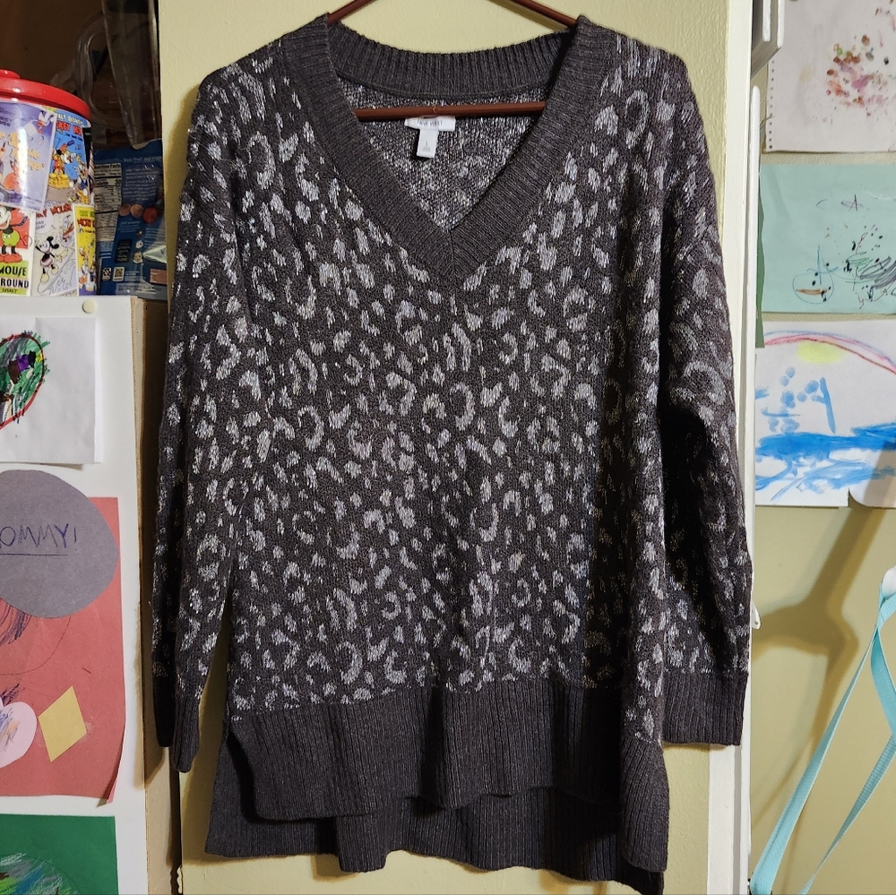 Gray Animal Print Sweater